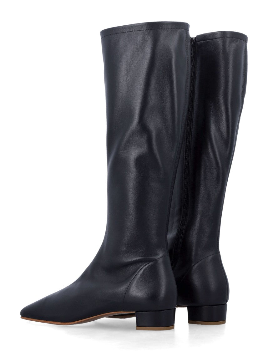By Far Black Edie Knee-High Lambskin Boots