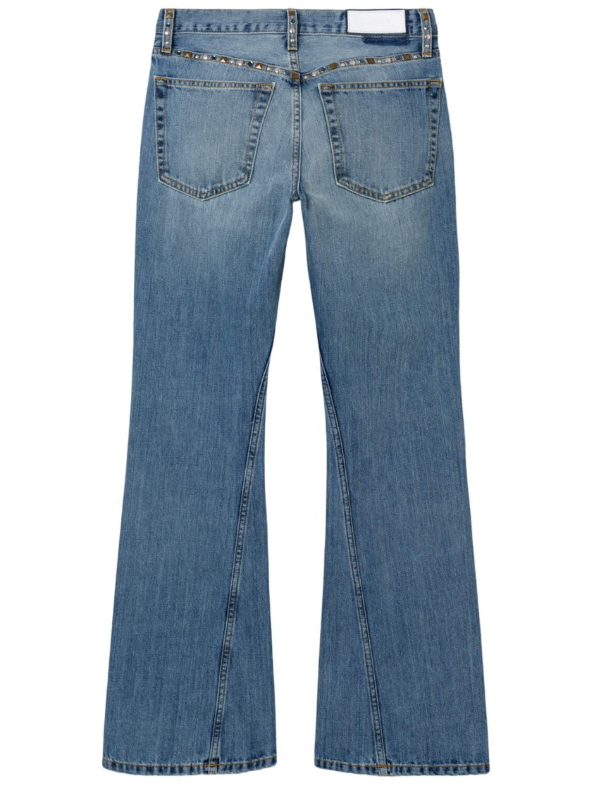 Re/Done Twisted Mid Rise Bootcut Cotton Jeans