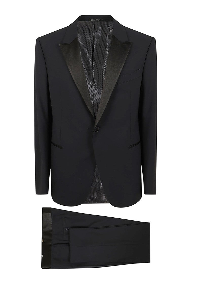Emporio Armani Single-Breasted Tuxedo Suit With Satin Peak Lapel