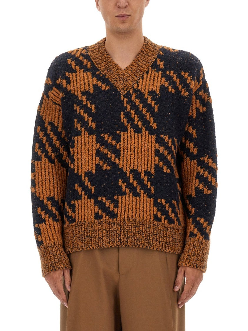 Dries Van Noten Oversized Check Knit Wool-Blend Sweater