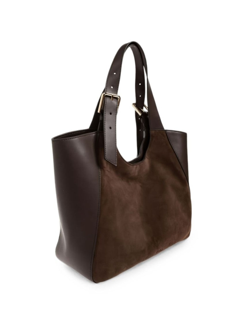 Furla Structured Handbag With Smooth And Suede Leather Panels