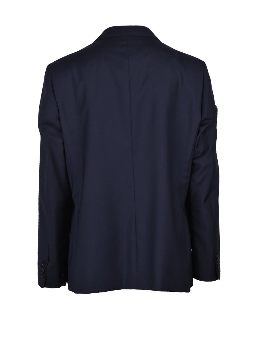Pal Zileri Navy Blue Wool Men Rounded Jacket