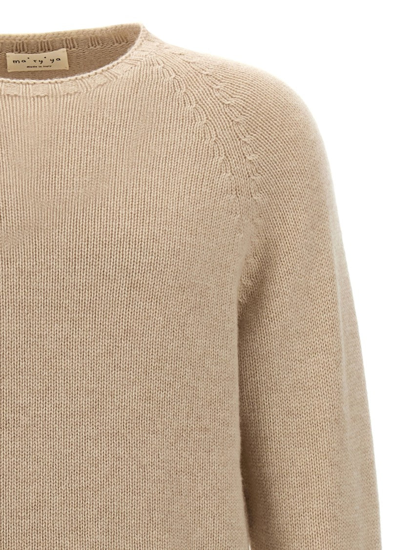 Ma'ry'ya Cashmere Blend Wool Sweater With Ribbed Detailing