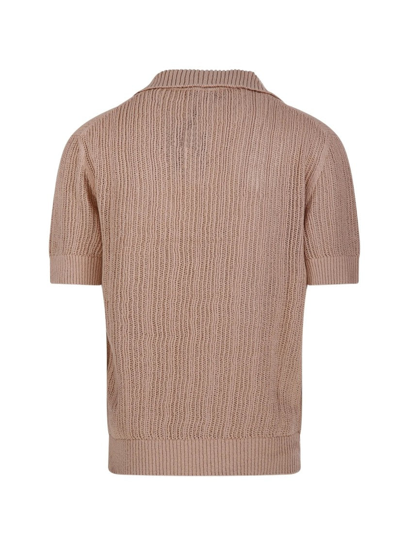 Altea Neutral Polo Textured Knit Cotton Polo