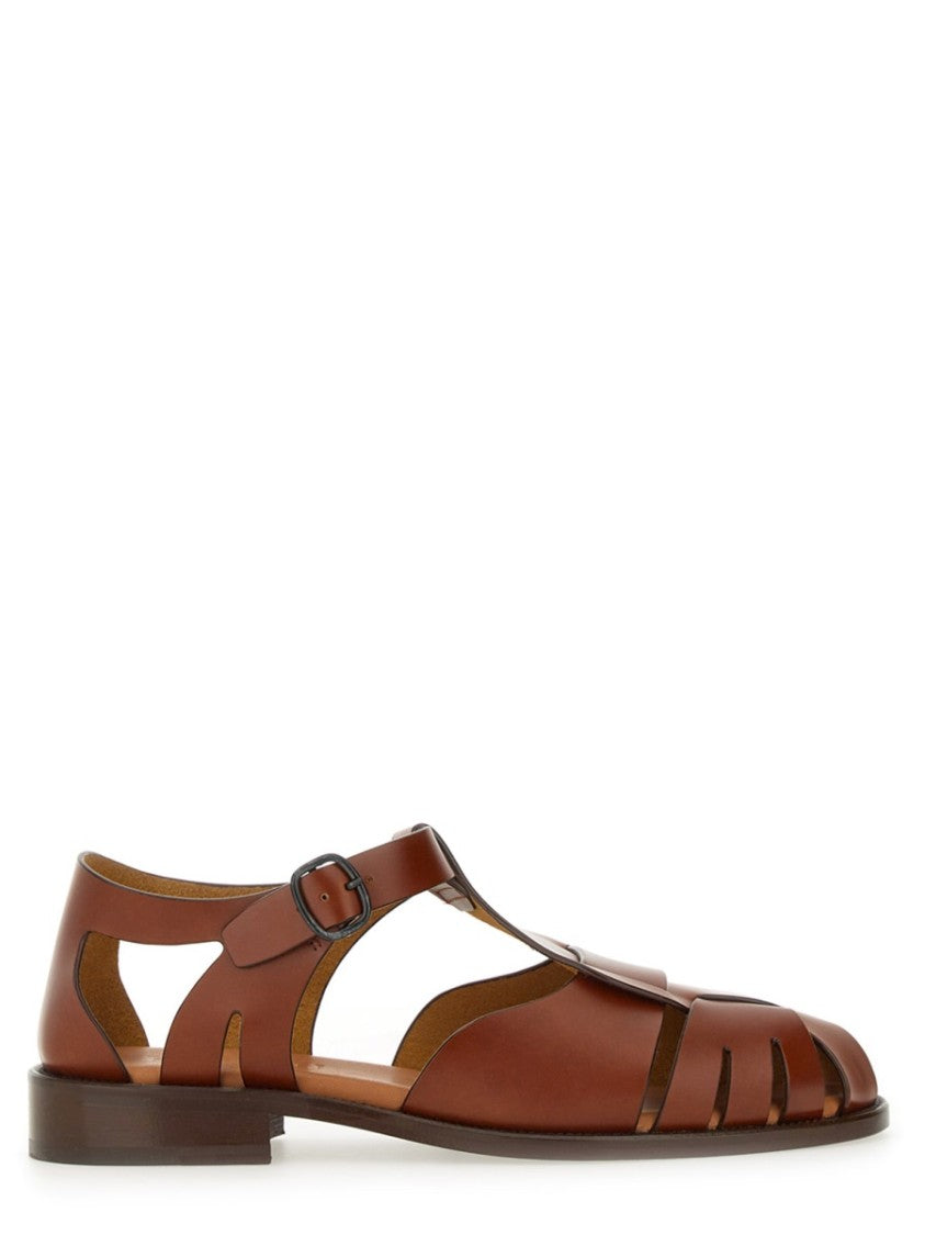 Hereu Peach Cut-Out Straps Leather Sandals