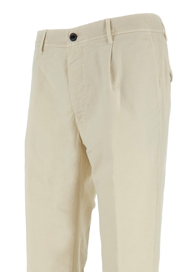 Incotex Cropped Cream Tailored Trousers With Minimalist Design