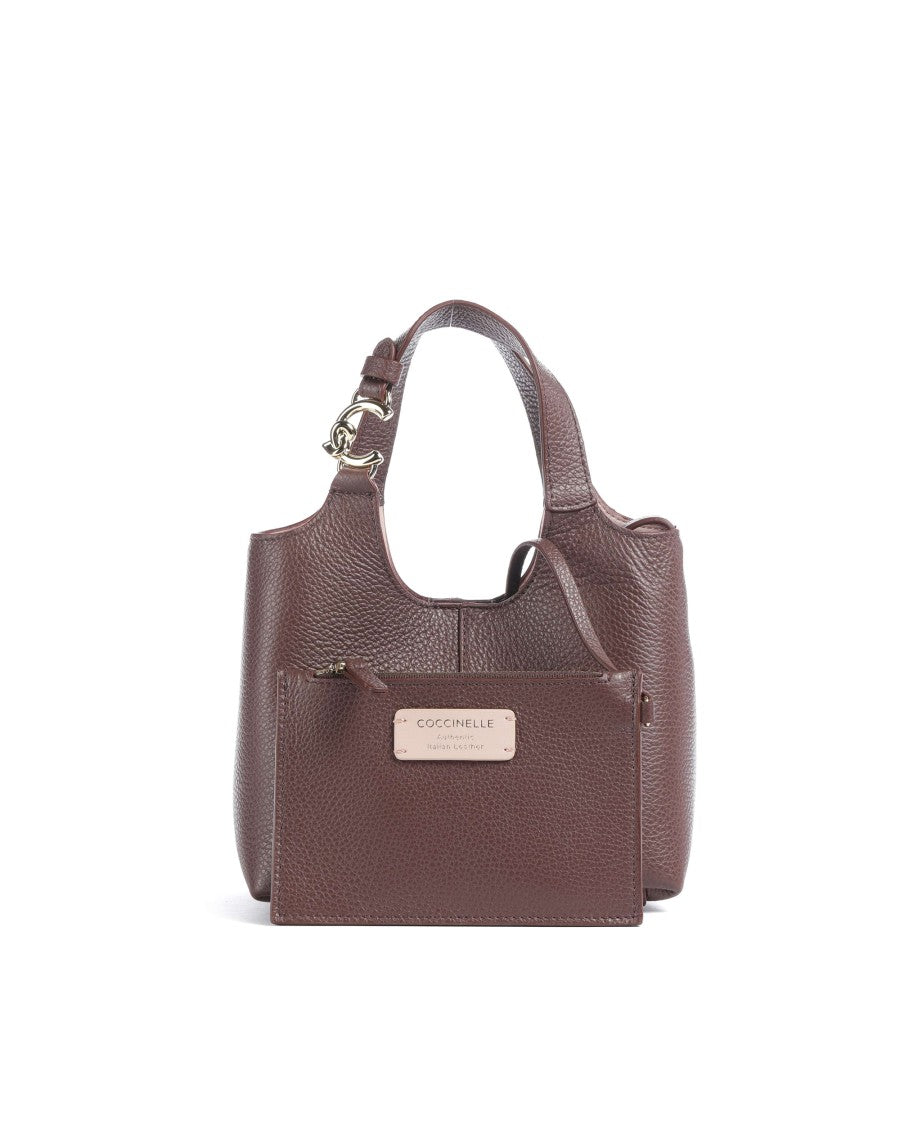 Coccinelle C-Easy Handbag With Sinuous Curves And Textured Leather