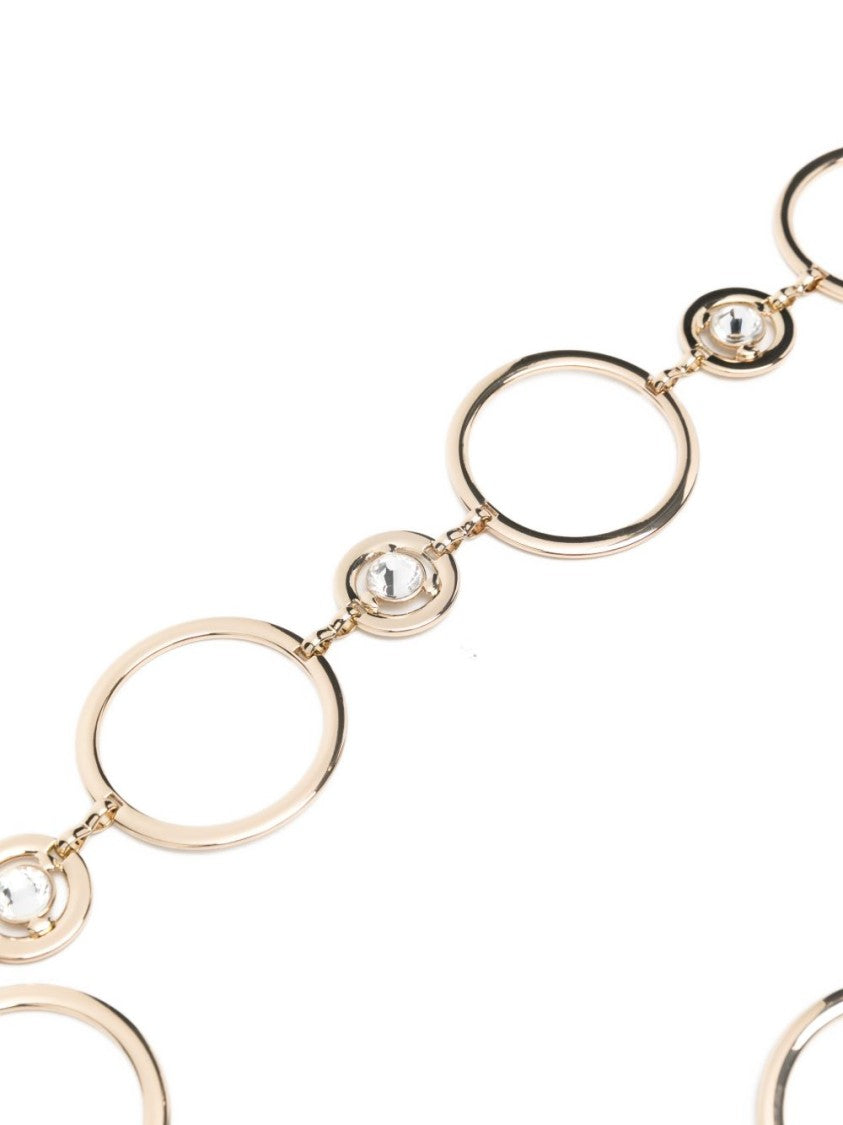 Twin-Set Linked Golden Brass Belt With Clear Stone Accents
