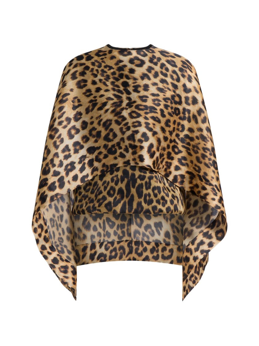 Alberta Ferretti Brown Leopard Print Silk Top