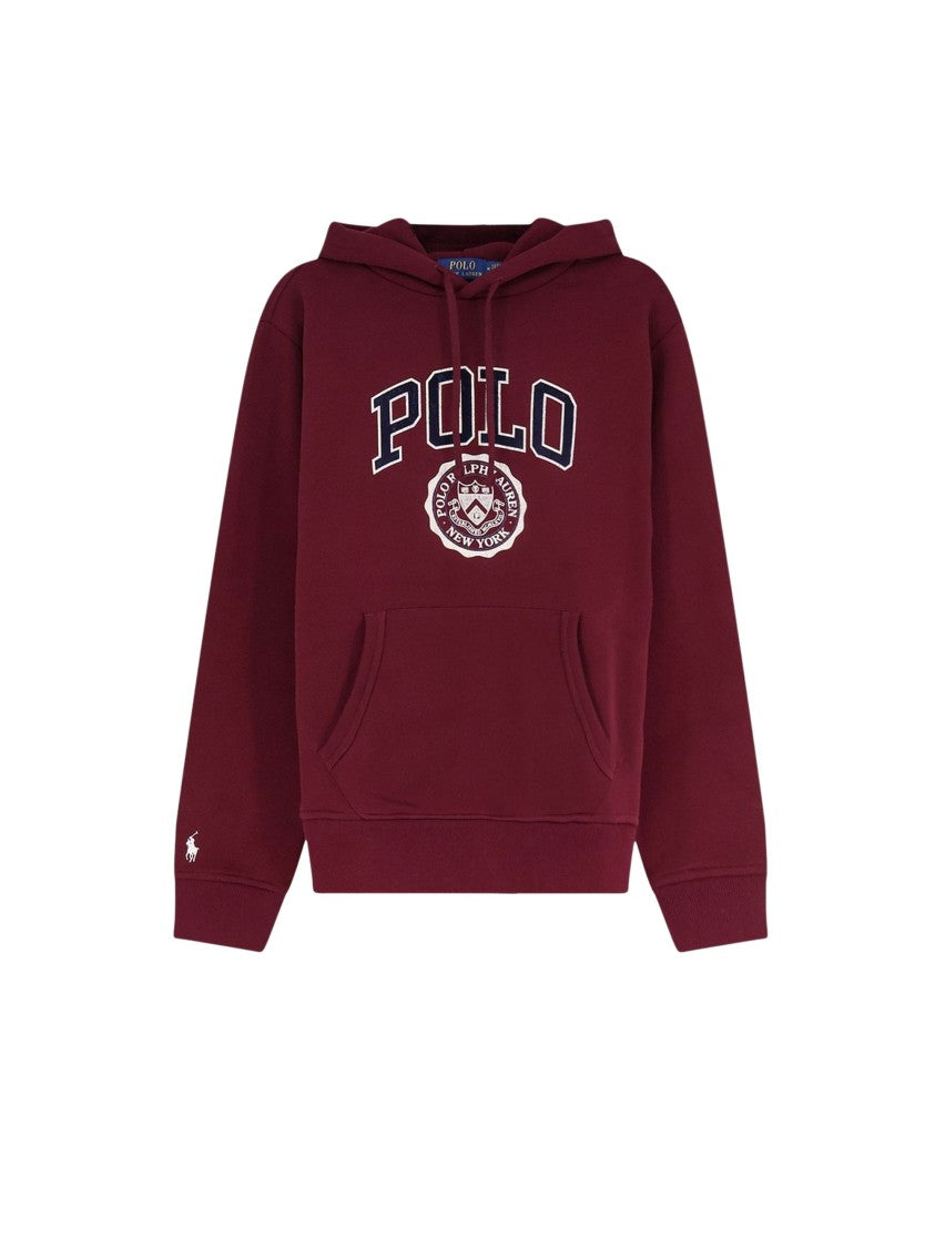 Polo Ralph Lauren Burgundy Pullover Hoodie With Iconic Logo Details