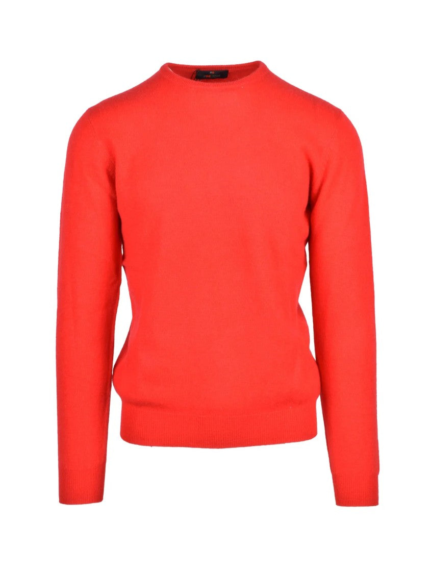 Woolzone Red Fine-Knit Cashmere Crewneck Sweater