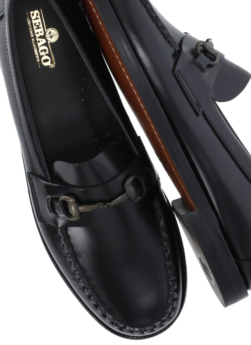 Sebago Black Glossy Patent Leather Horsebit Loafers