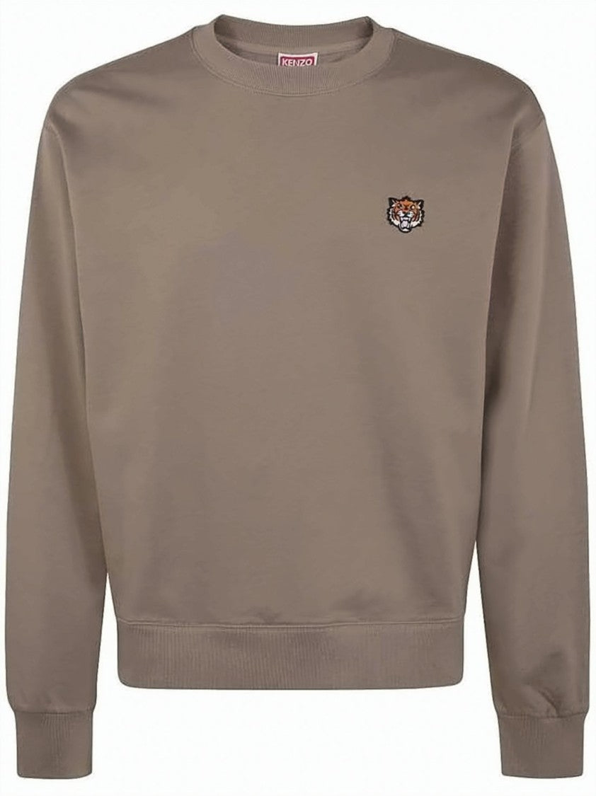 Kenzo Long-Sleeve Crewneck Sweatshirt With Subtle Tiger Emblem