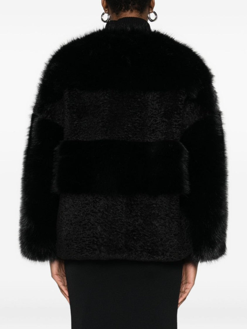 Valentini 1972 Textured Short Coat With Plush Panels