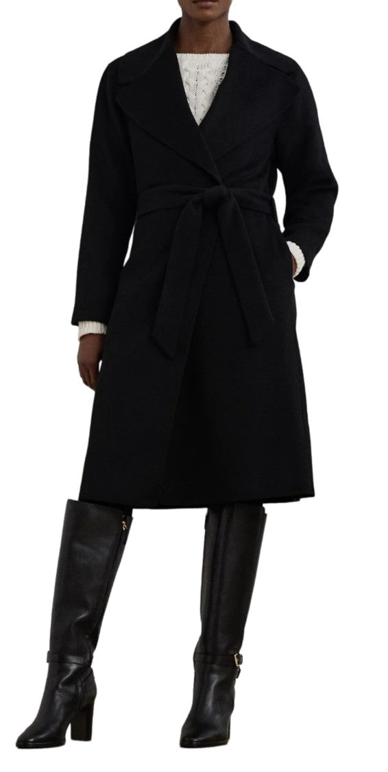 Lauren Ralph Lauren Knee-Length Black Coat With Wide Lapel