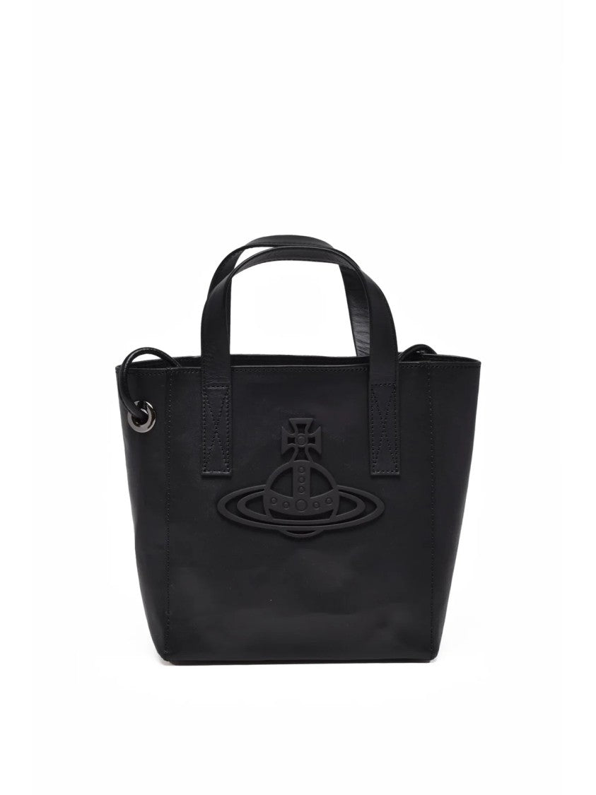 Vivienne Westwood Black Leather Sarah Tote Bag