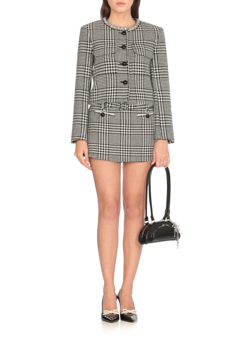 Self-Portrait Houndstooth Crystal Trim Jacket
