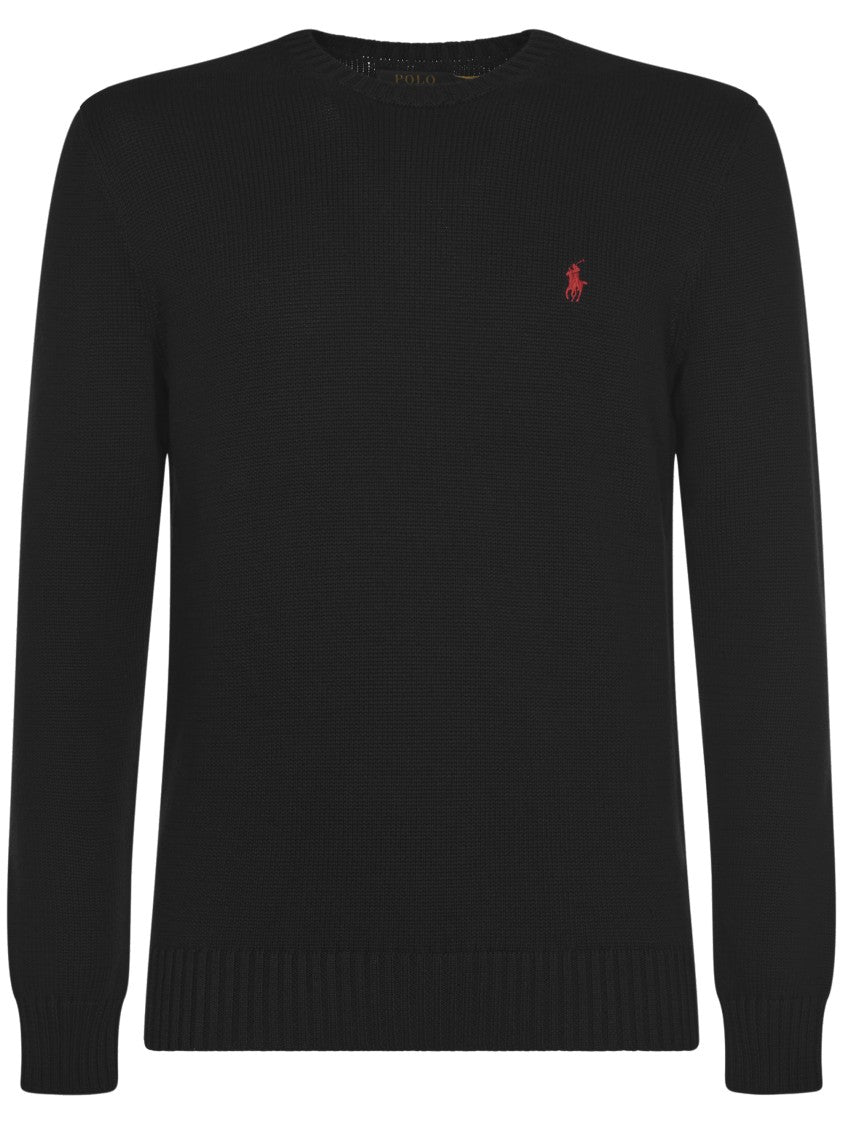 Polo Ralph Lauren Classic Crew Neck Long Sleeve Pullover Sweater With Ribbed Accents