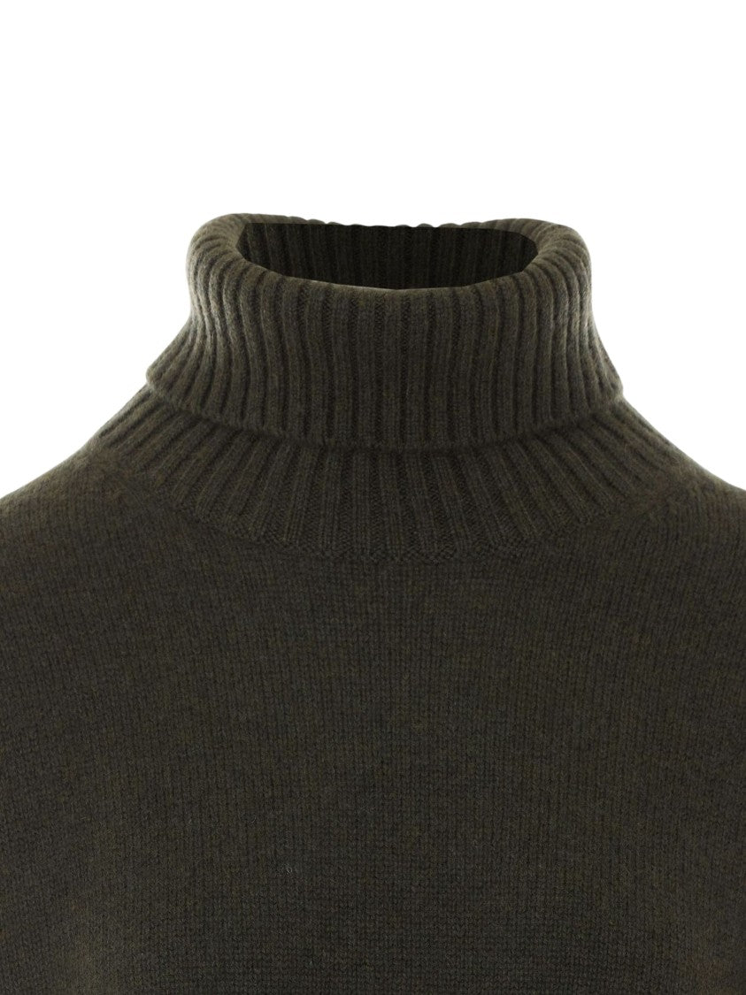 Ballantyne High Ribbed Neck Cashmere Sweater With Bold Argyle Pattern