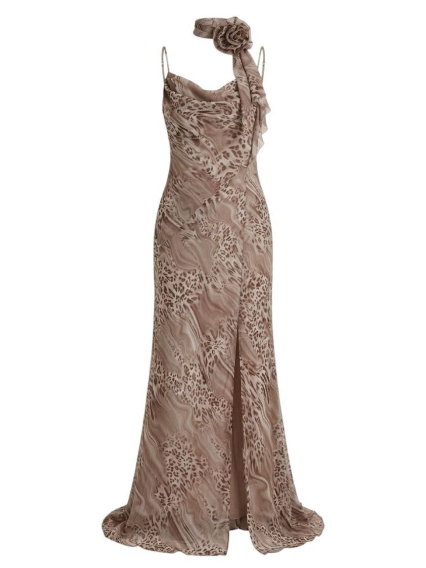 Blugirl Floral Scarf Animal Print Maxi Dress