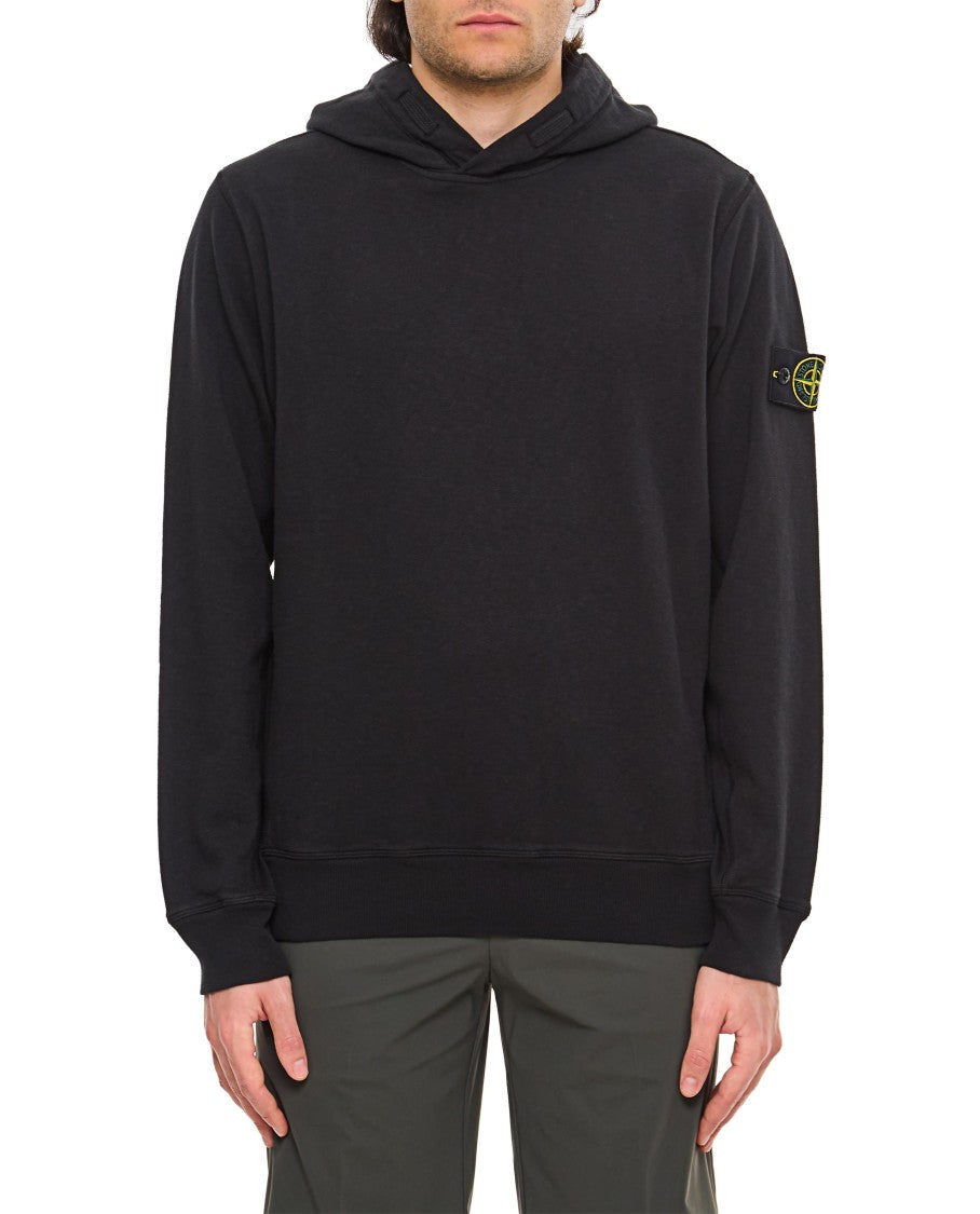 Stone Island Classic Black Hoodie With Logo Detail