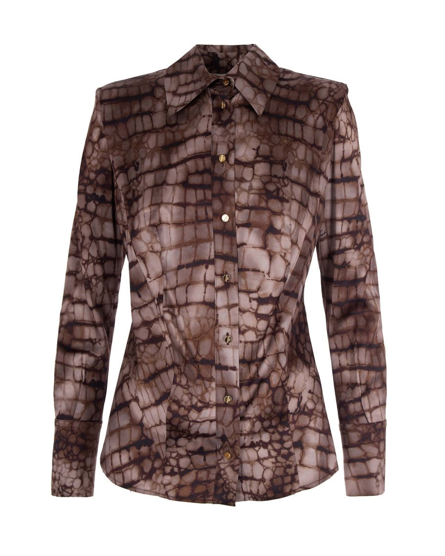 Elisabetta Franchi Tailored Long-Sleeved Shirt With Textured Pattern