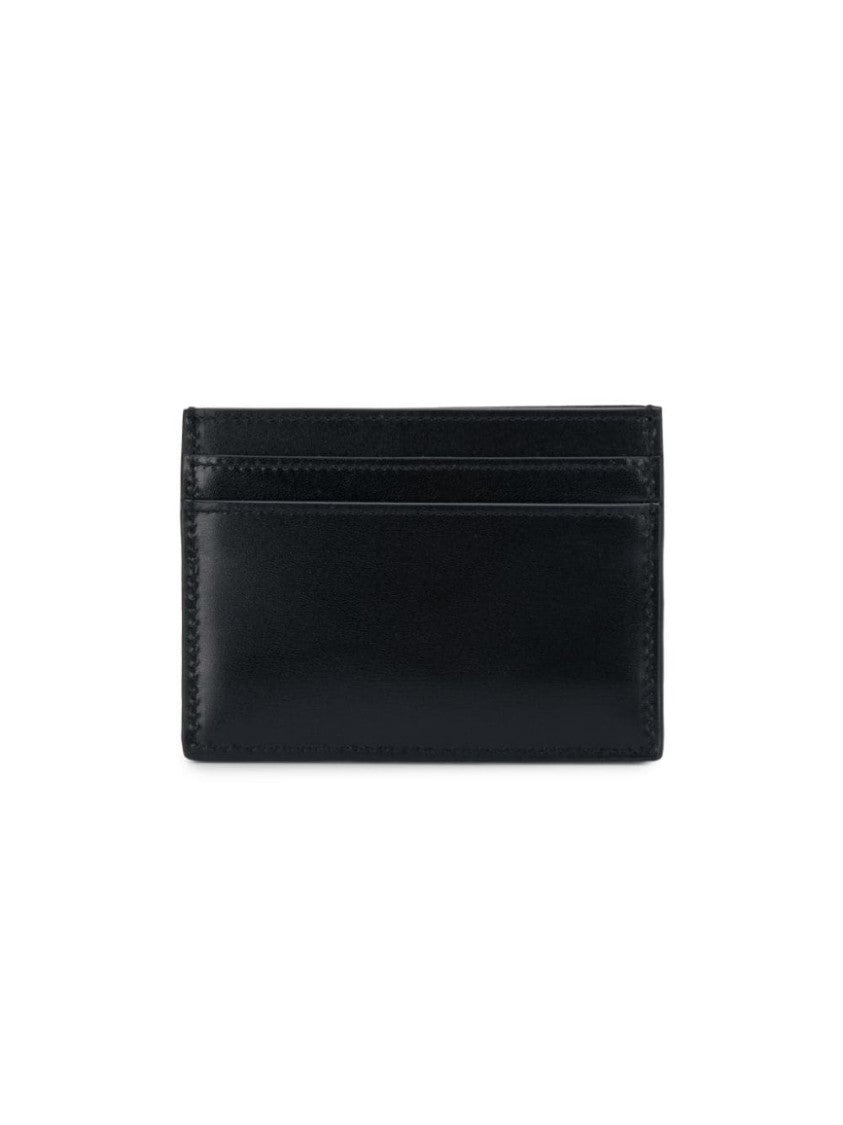 Saint Laurent Minimalist Black Calfskin Credit Cardholder With Logo Embellishment