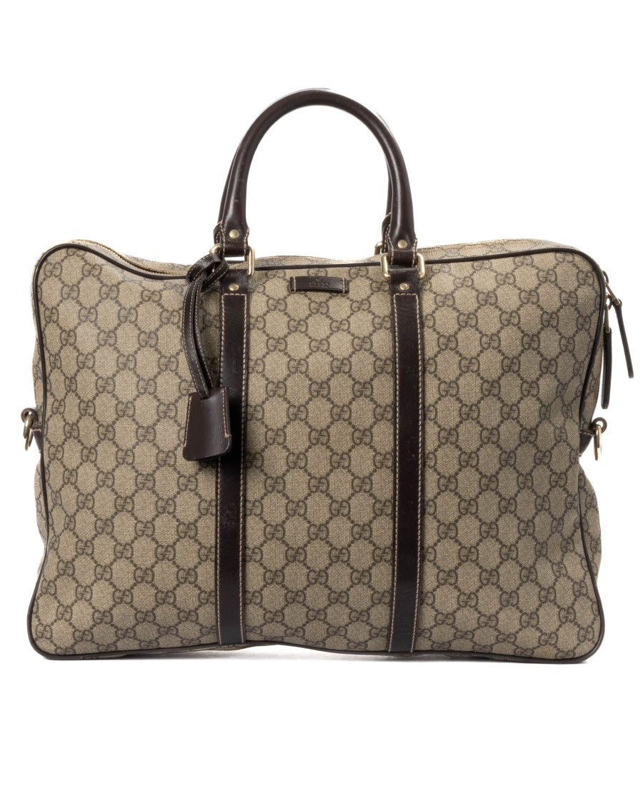 Gucci Marrone Gg Supreme Canvas Leather Briefcase