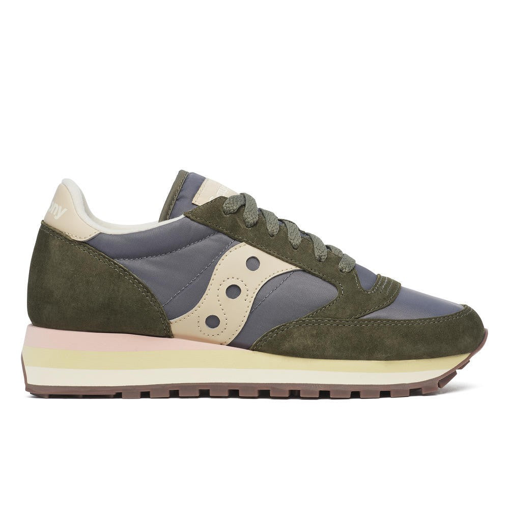 Saucony Olive Green Suede And Fabric Sneakers