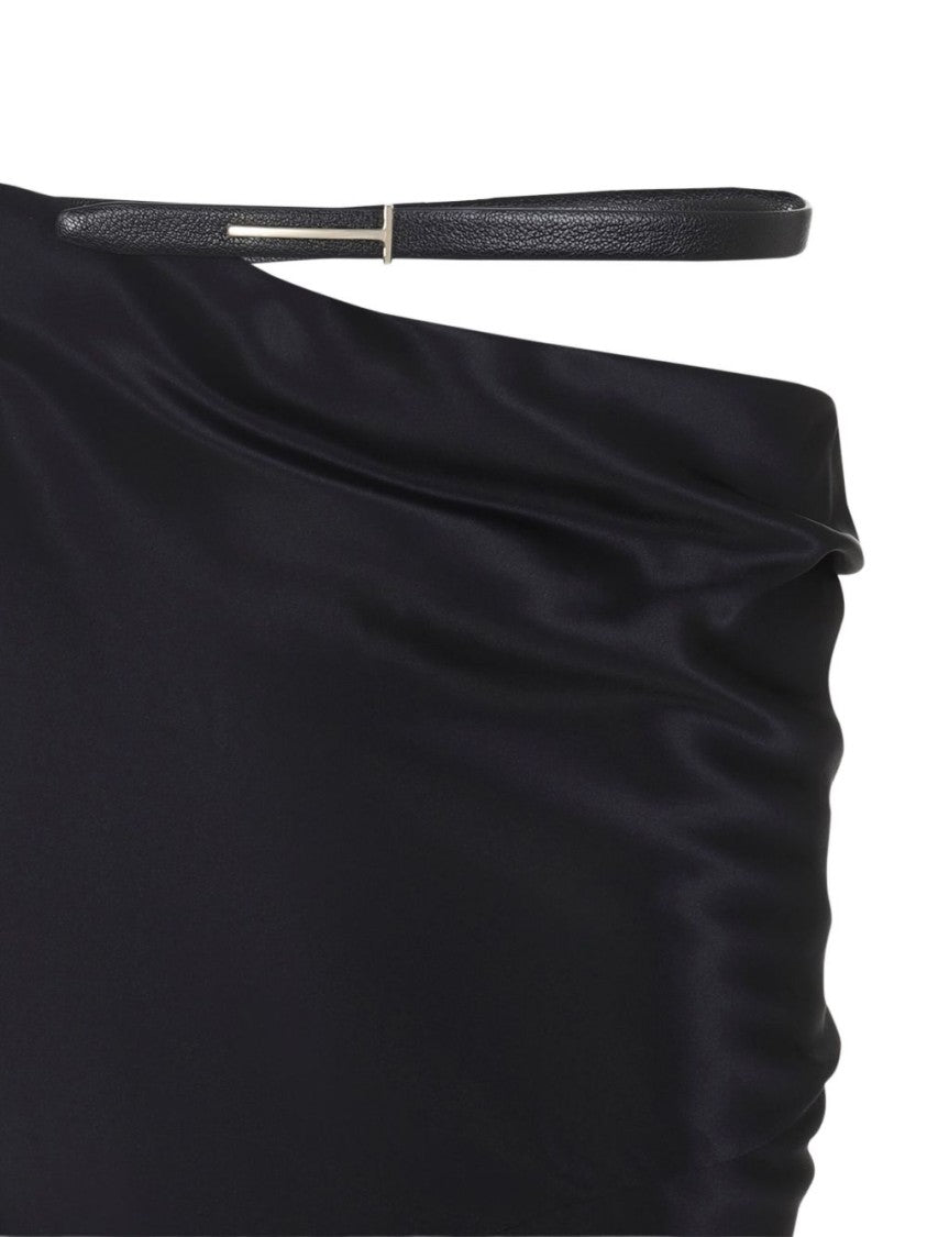 Tom Ford Bias-Cut Black Satin Skirt