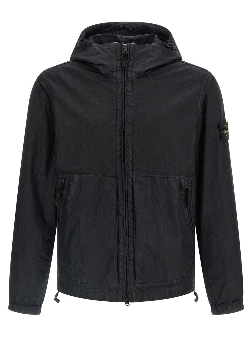 Stone Island Marbled Panama Woven Jacket With Adjustable Hood