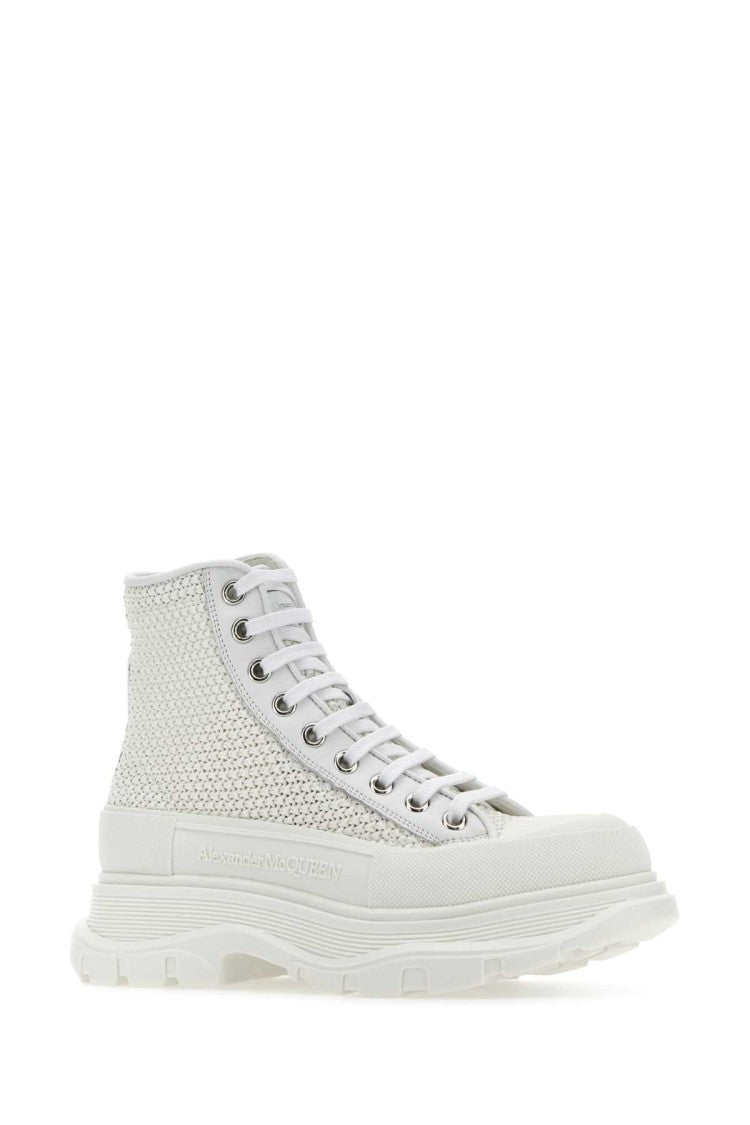Alexander Mcqueen White Raffia Tread Slick Sneakers