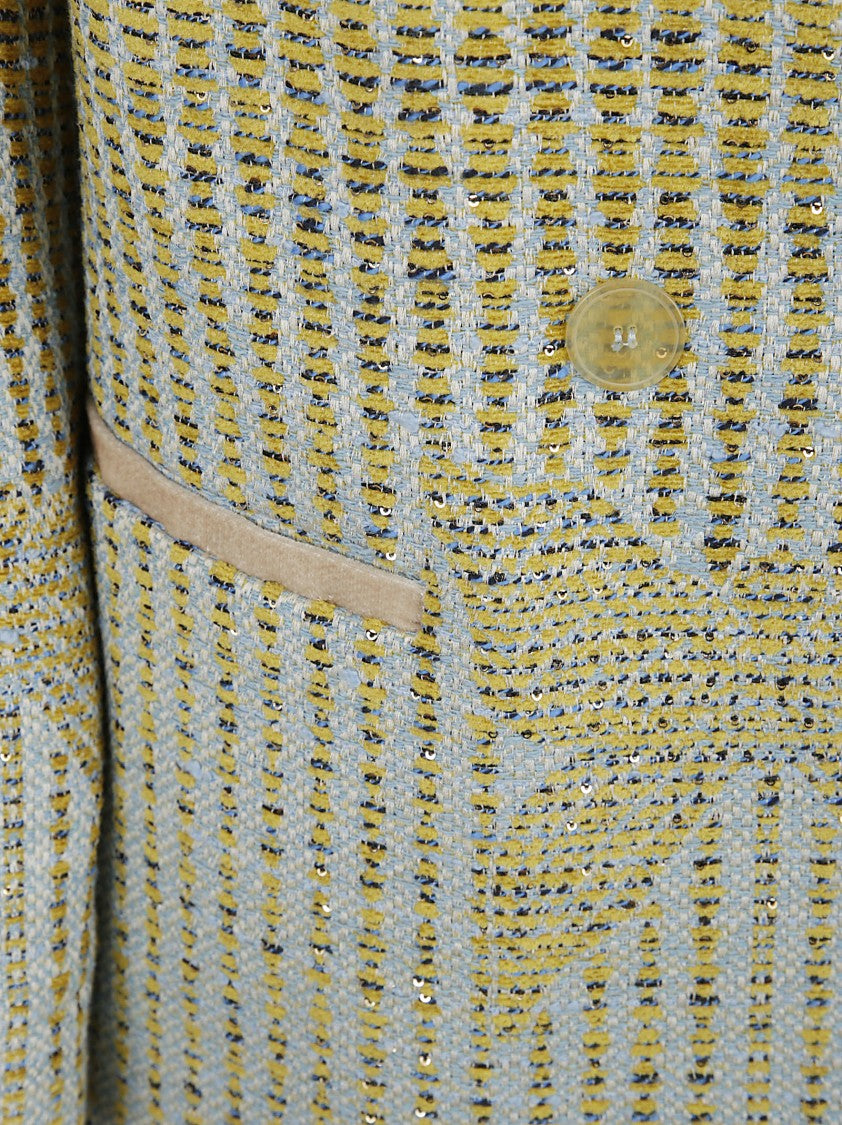 Forte Forte Structured Double-Breasted Coat With Textured Stripes