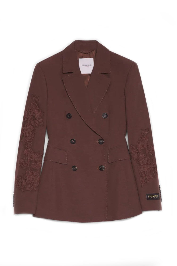 Ermanno Brown Wool-Blend Notch-Lapel Blazer