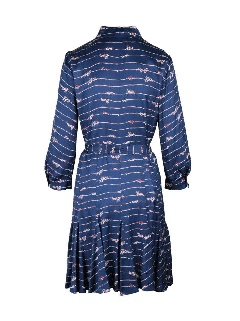 I Blues Blue Striped Viscose Dress