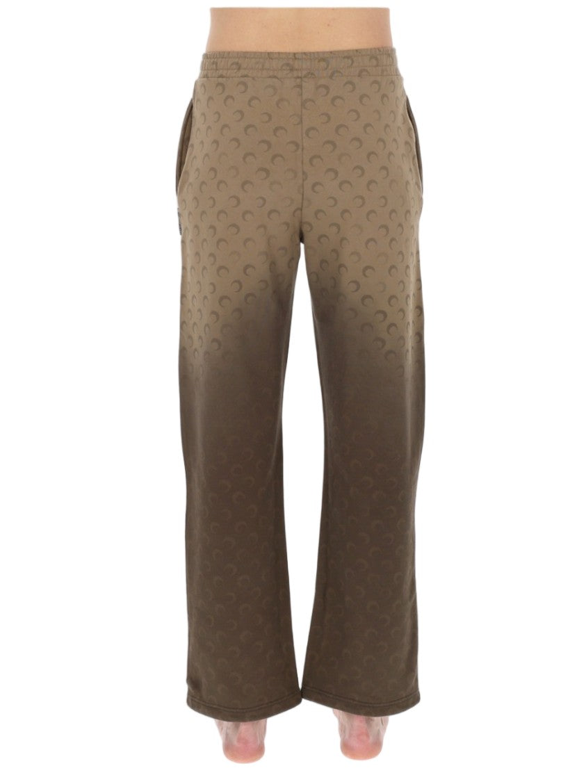 Marine Serre Gradient Brown Jogging Pants With Crescent Moon Pattern
