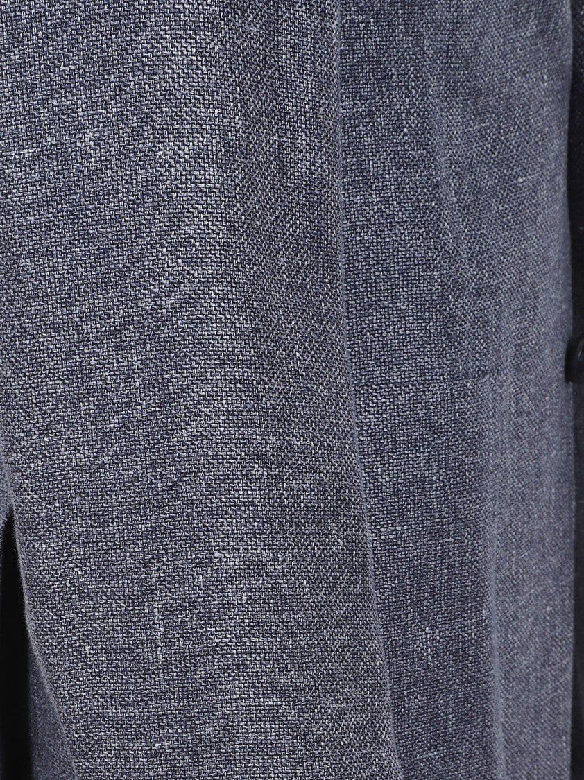 Zegna Tailored Grey Jacket With Textured Linen-Wool Blend And Two-Button Closure