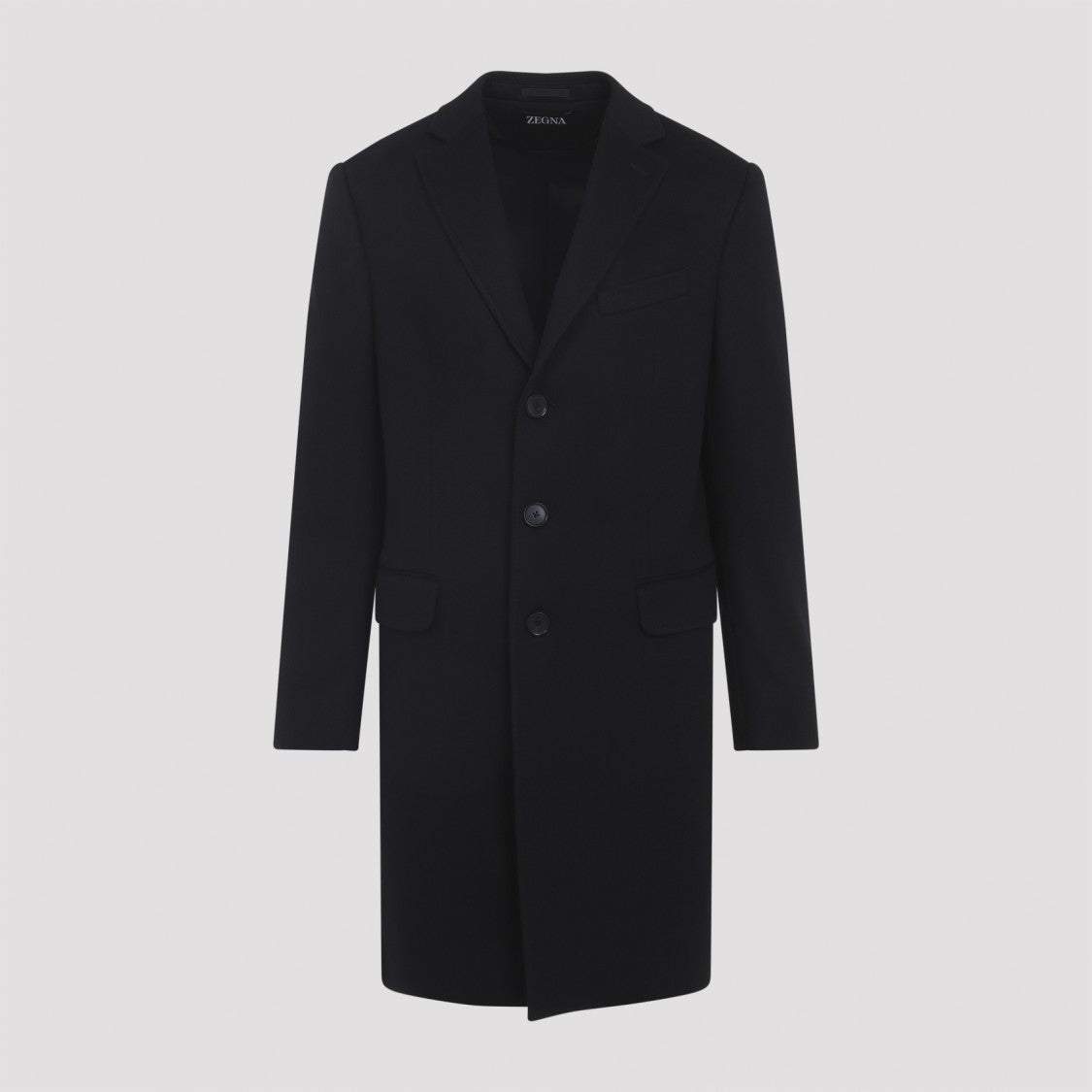 Zegna Black Wool And Cashmere Blend Coat