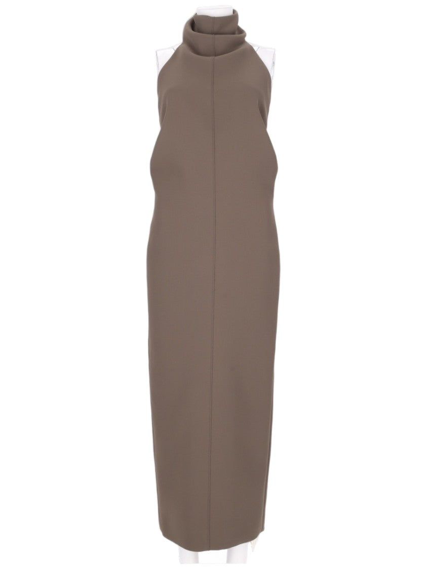 Khaite Sleeveless Midi Dress With V-Cutout And Belt Detail