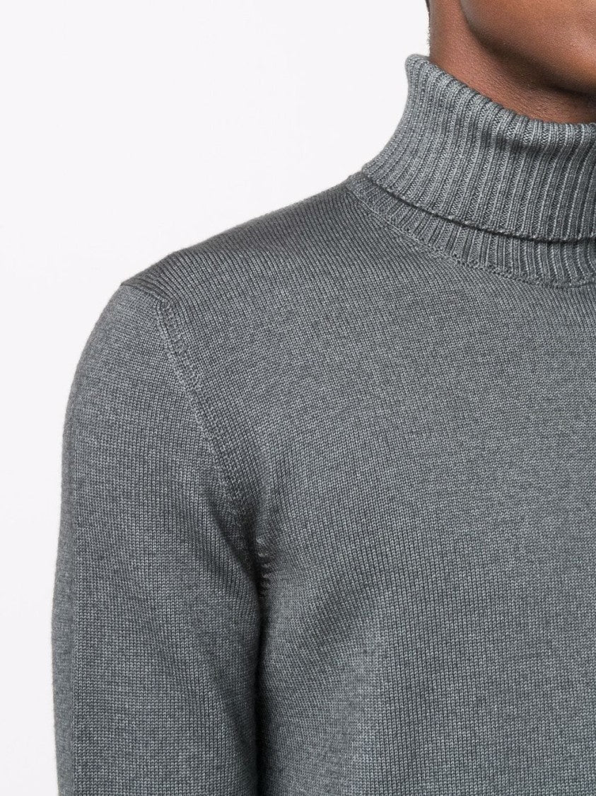Drumohr Merino Wool Turtleneck Sweater With Ribbed Detailing And Fit