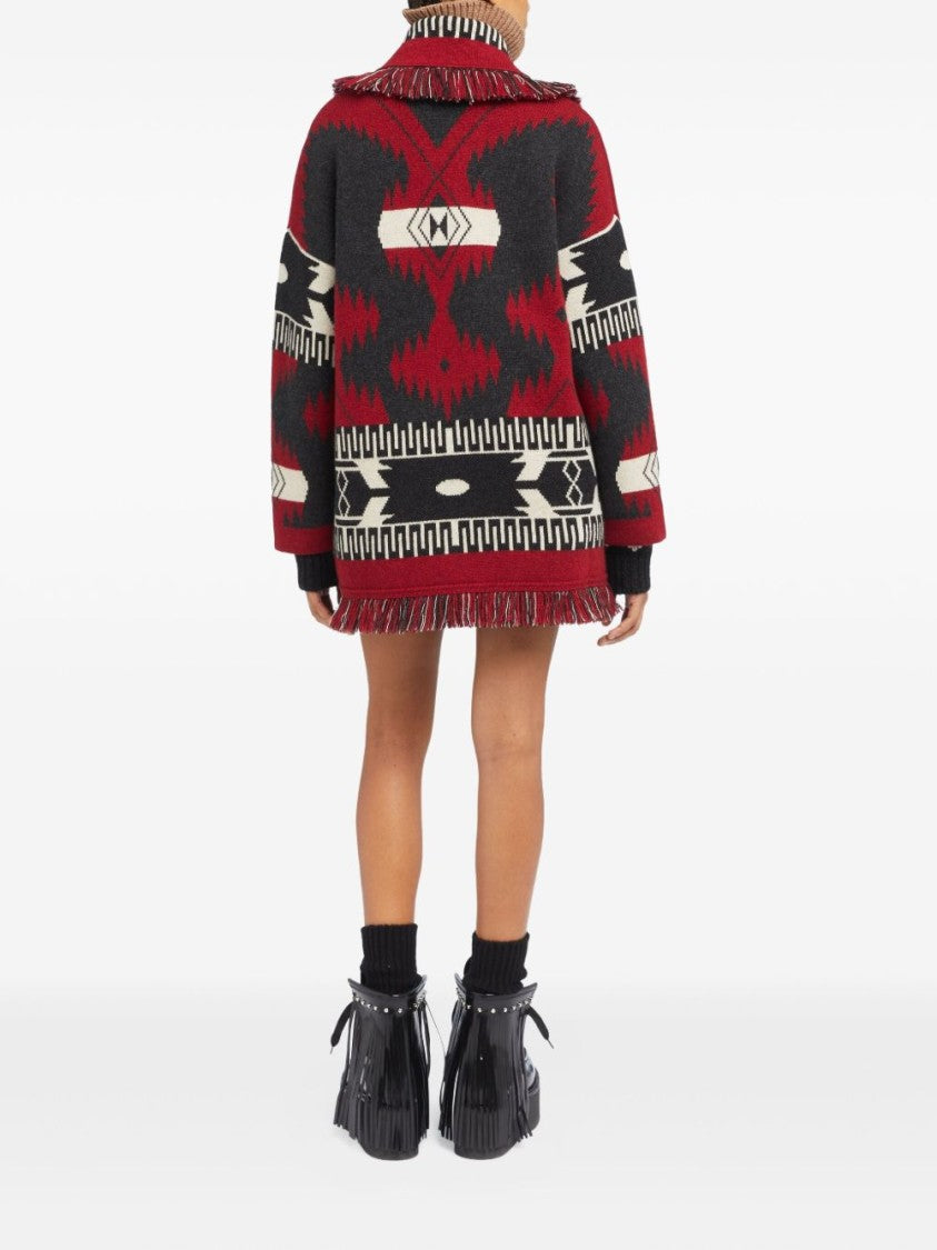 Alanui Geometric Patterned Cashmere Sweater With Shawl Collar