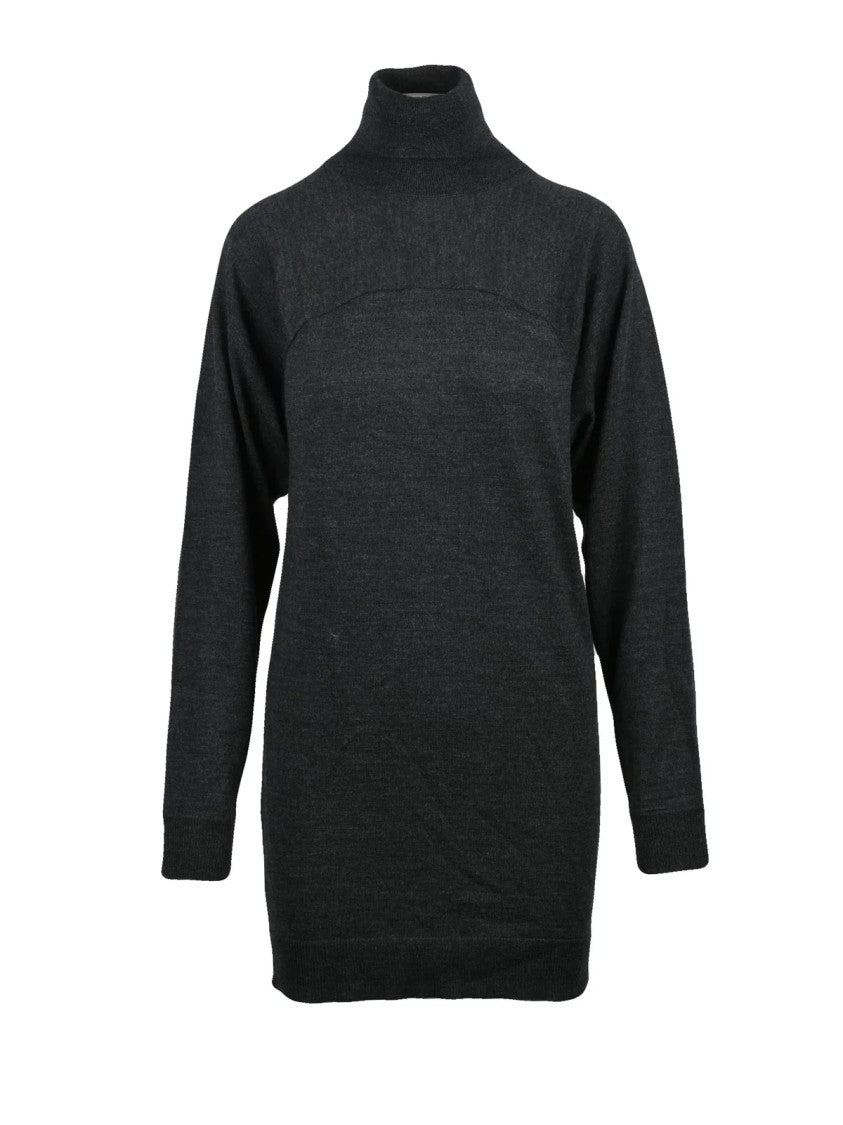 Mm6 By Maison Margiela High Neck Knit Dress With Fitted Silhouette And Ribbed Details
