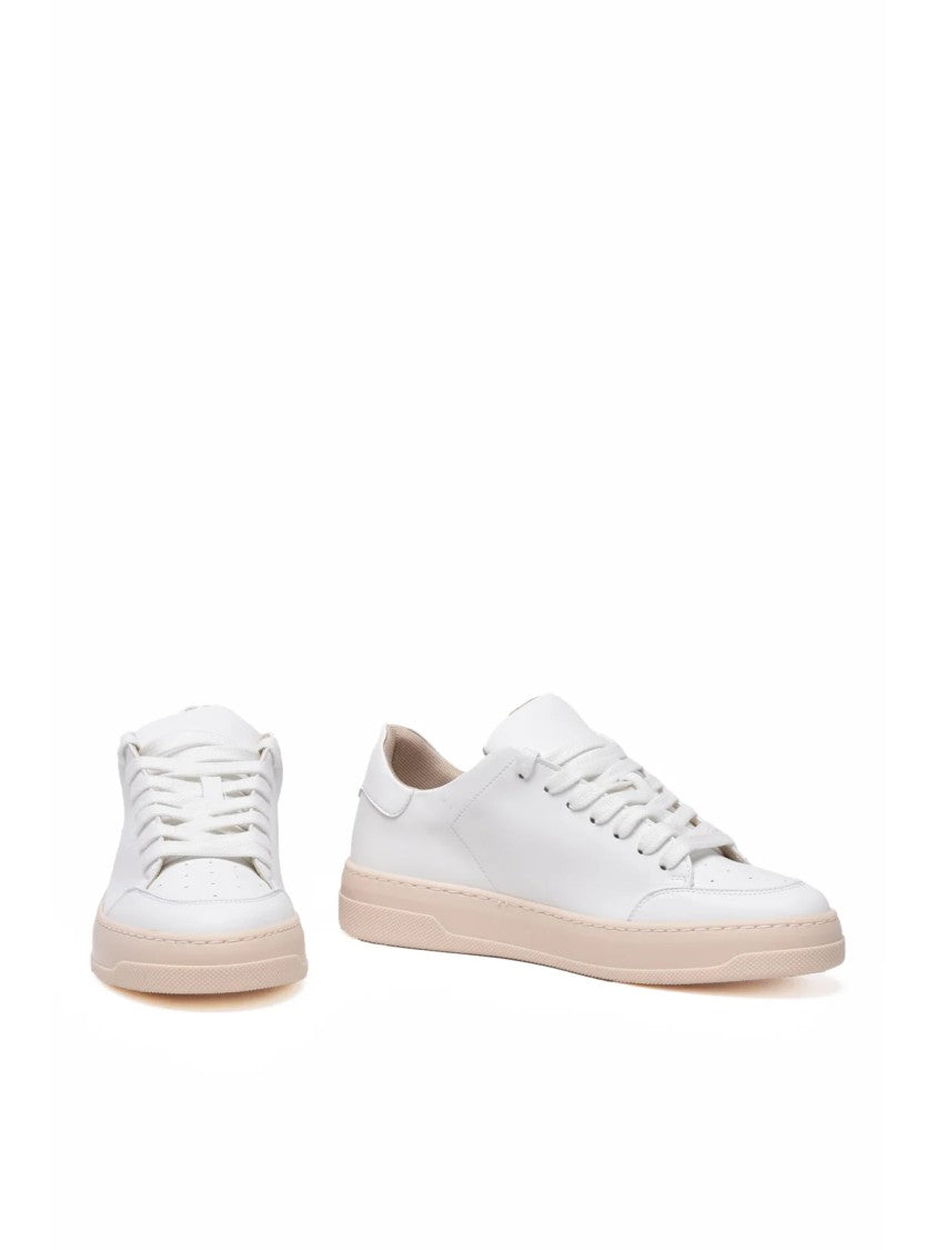 Brian Mills White Leather Minimalist Sneakers