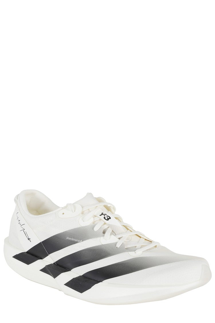 Y-3 White Black Adios 9 Mesh Elasticized Rubber-Sole Sneakers