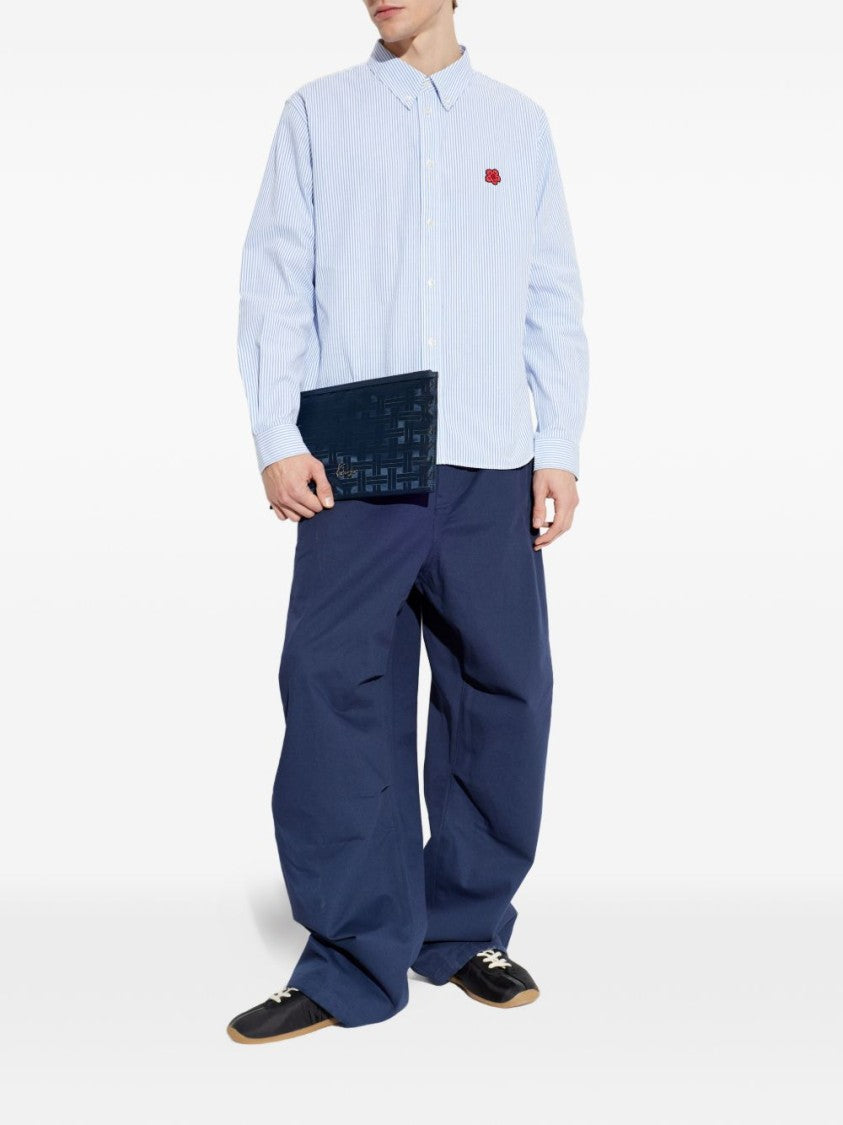Kenzo Light Blue Vertical Pinstripe Relaxed Shirt
