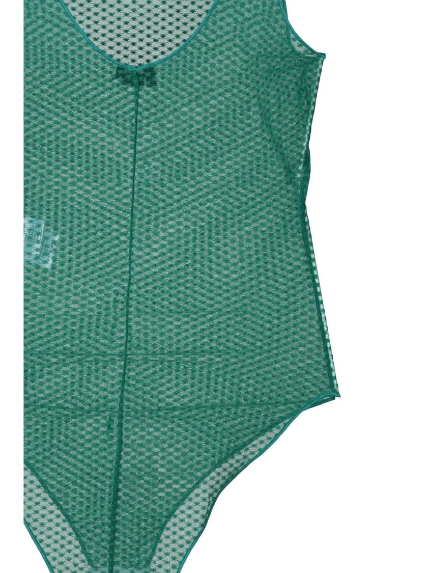 Elisabetta Franchi Green Sheer Geometric Bodysuit