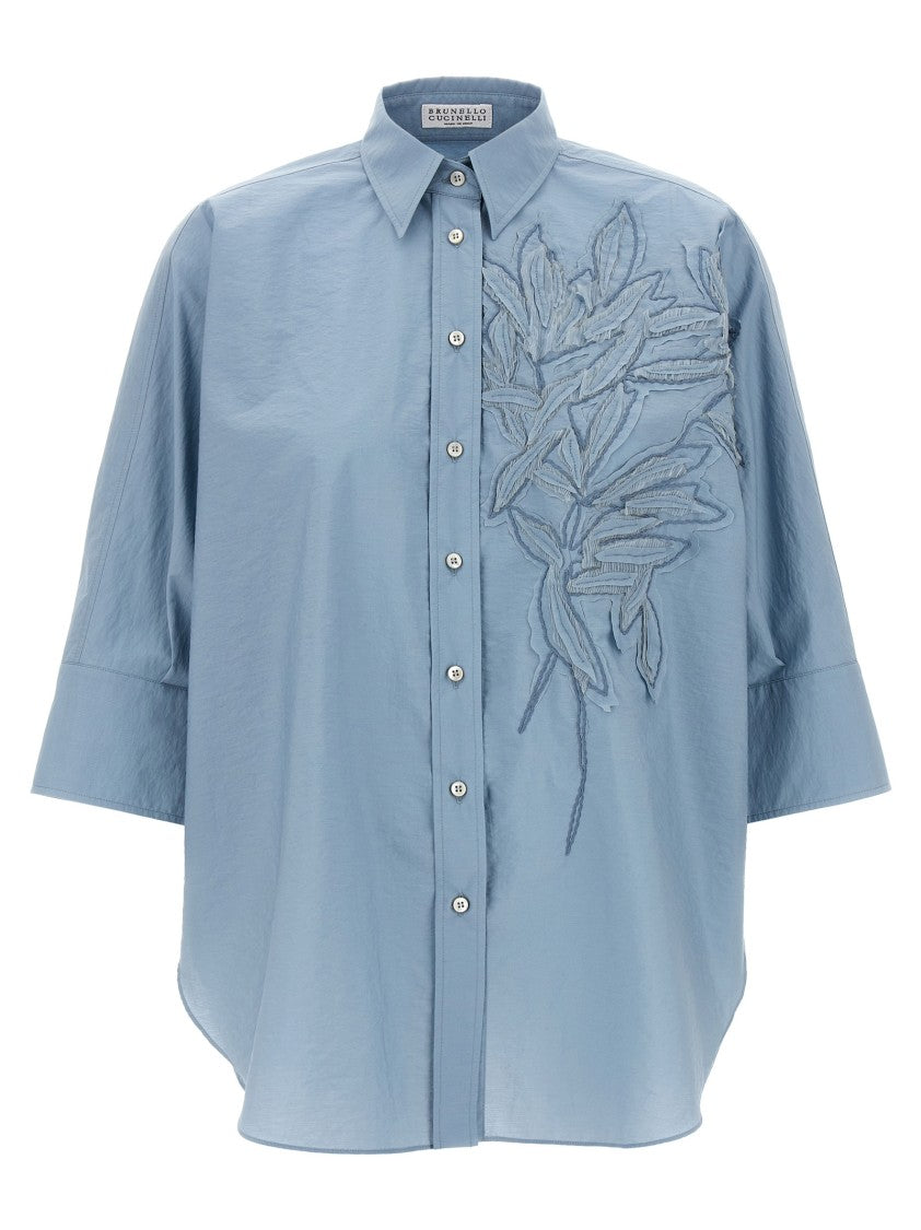 Brunello Cucinelli Intarsia Shirt With Embroidered Inlaid Detail
