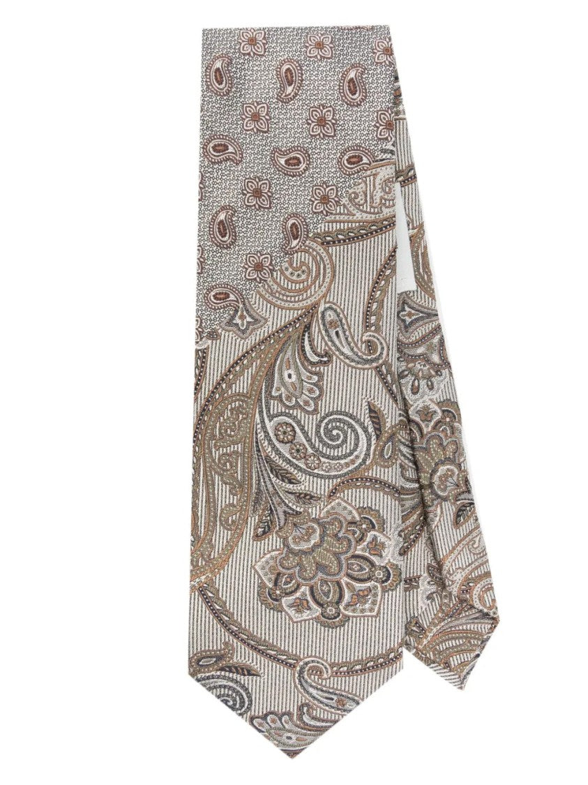 Etro Intricate Patchwork Silk Tie With Paisley