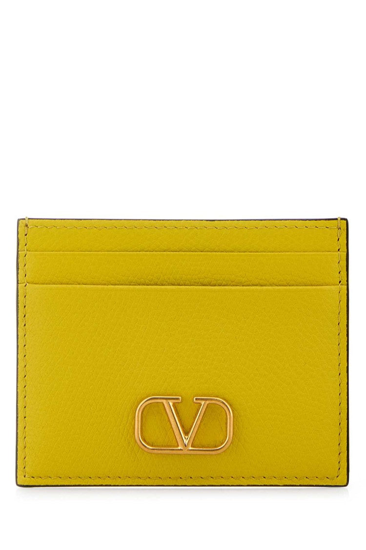 Valentino Garavani Vibrant Yellow Leather Card Holder With Signature Logo