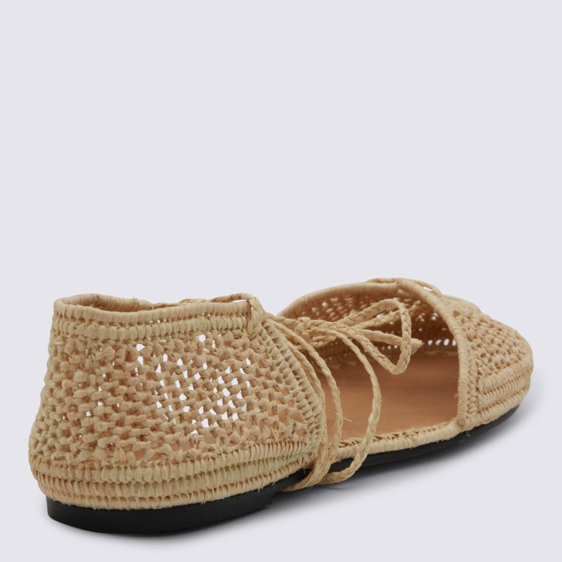 Odissi Woven Crochet Flat Shoes With Ankle Wrap Detail